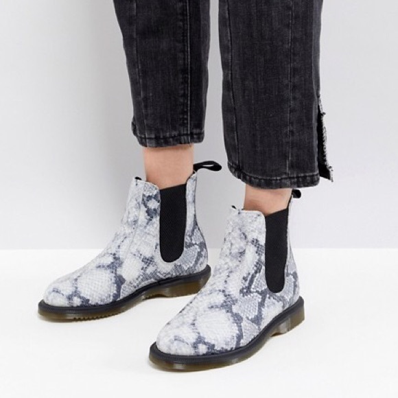 flora snake embossed chelsea boot
